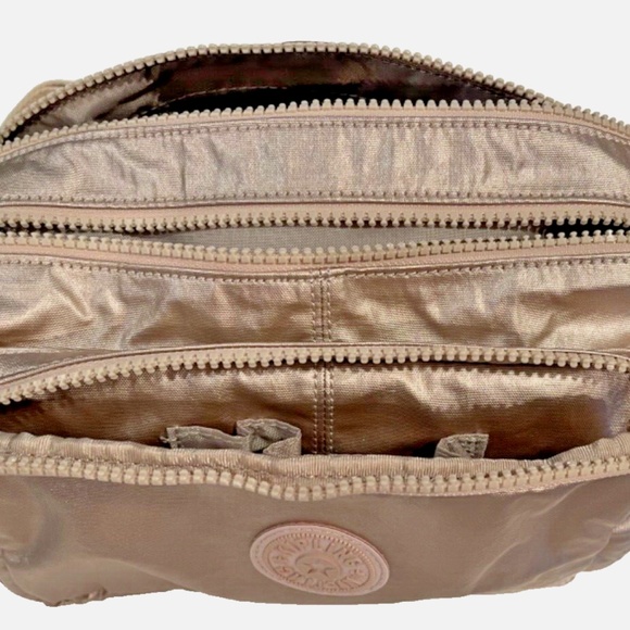 Kipling Sparkly Gold Adjustable Shoulder Crossbody Handbag Purse New with Tags - Picture 15 of 16